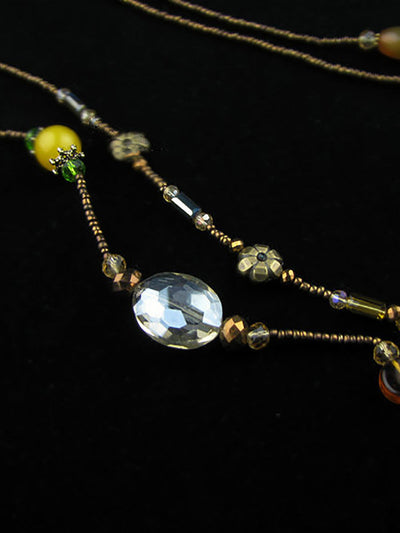 Women Vintage Crystal Bead Acrylic Pandent Necklace