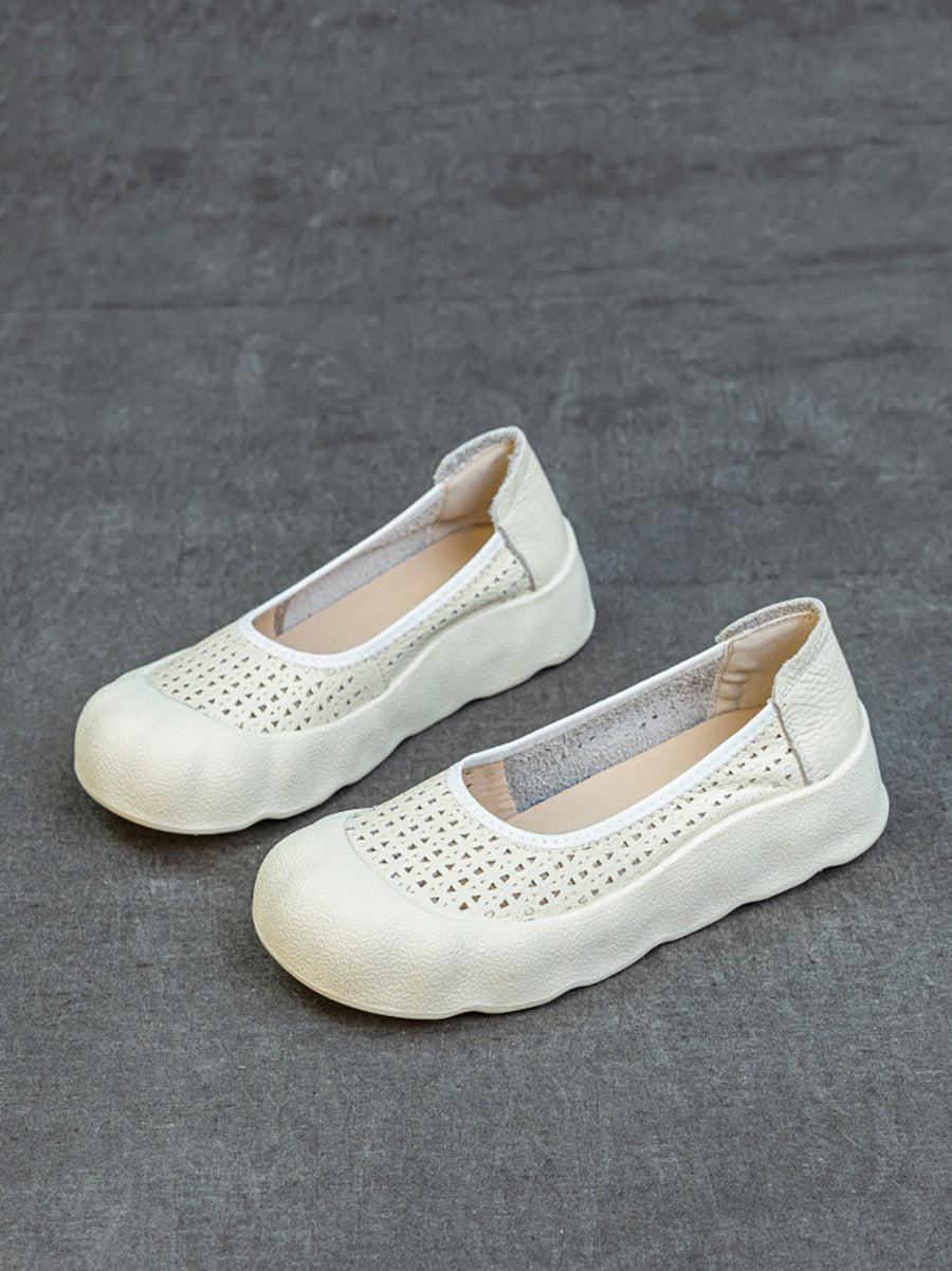 Women Summer Casual Genuine Leather Flat Shoes