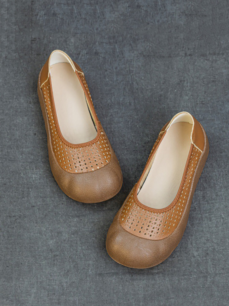 Women Summer Casual Genuine Leather Flat Shoes