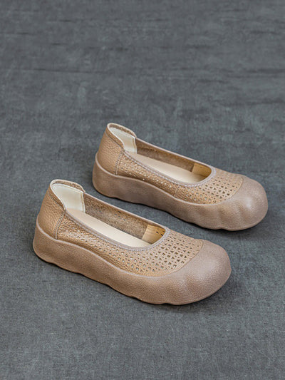 Women Summer Casual Genuine Leather Flat Shoes