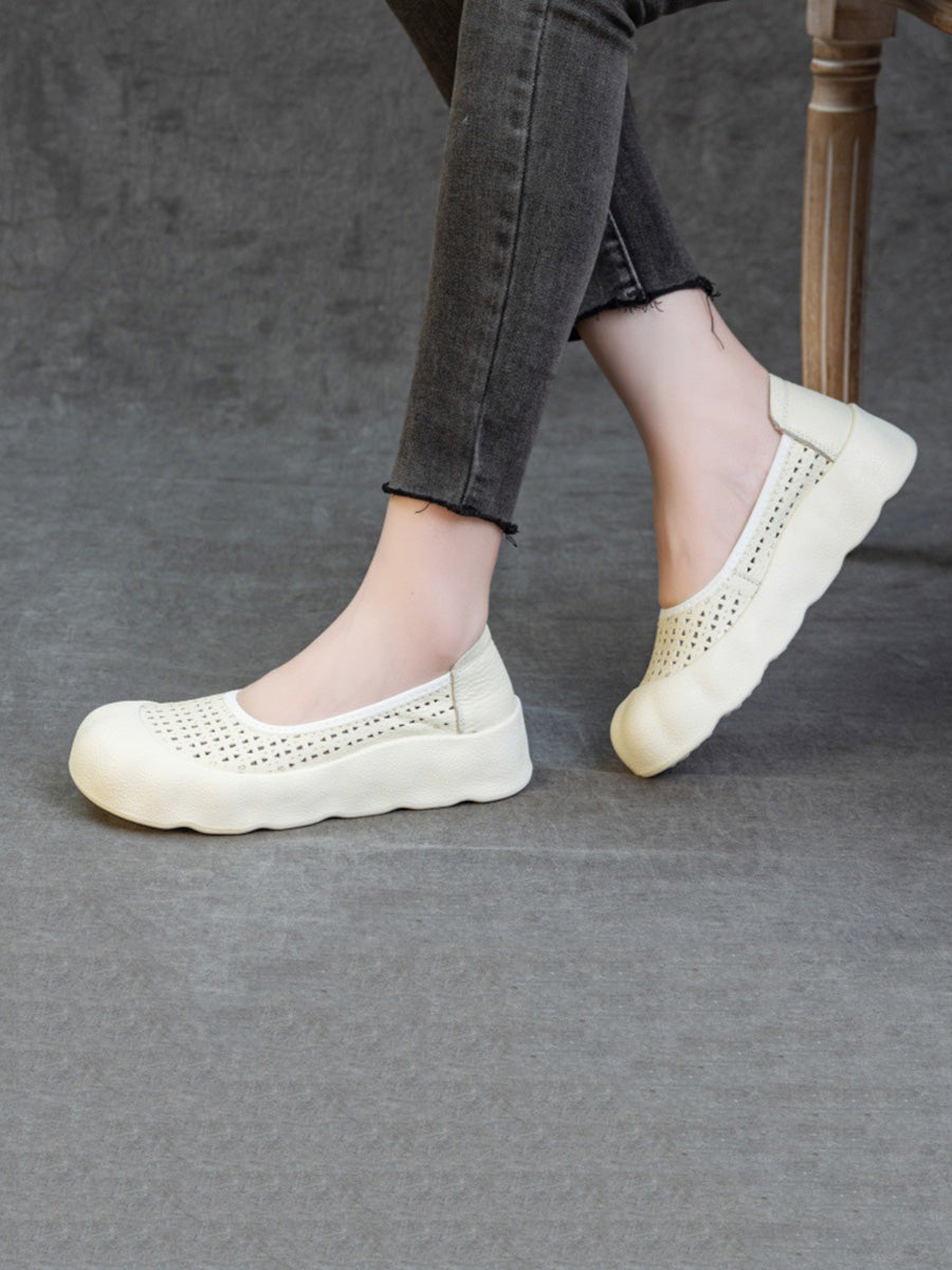 Women Summer Casual Genuine Leather Flat Shoes