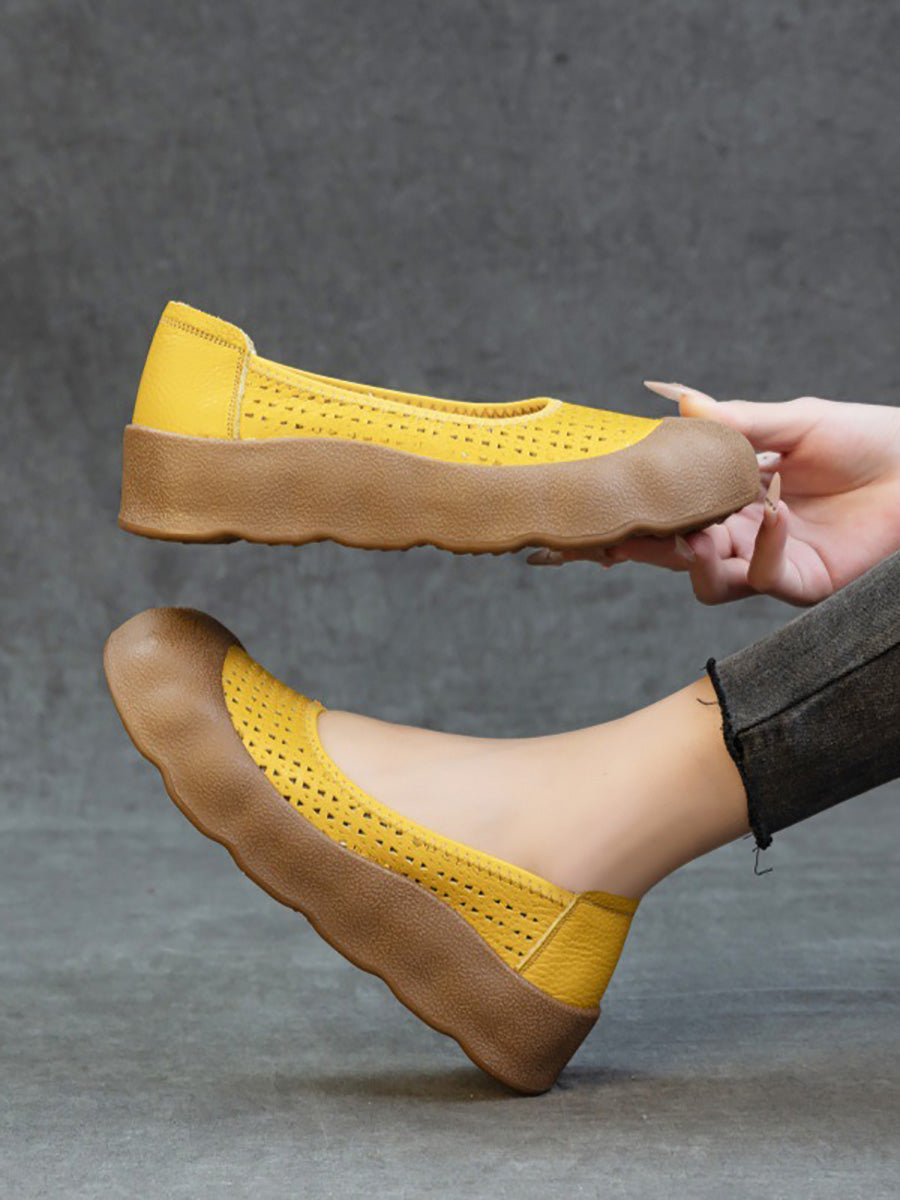 Women Summer Casual Genuine Leather Flat Shoes