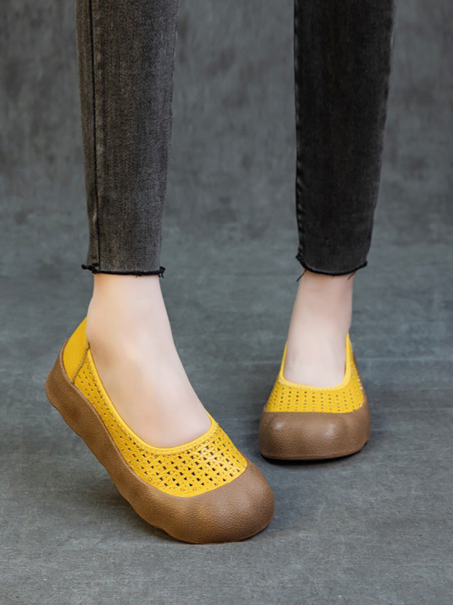 Women Summer Casual Genuine Leather Flat Shoes