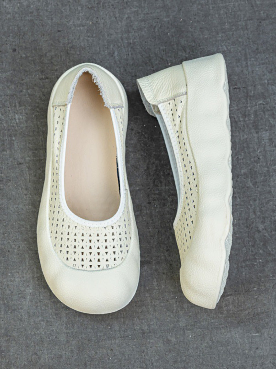 Women Summer Casual Genuine Leather Flat Shoes