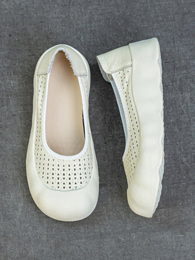 Women Summer Casual Genuine Leather Flat Shoes