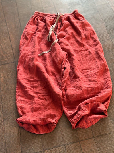 Women Summer Pure Color Loose Linen Wide-leg Pants