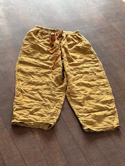 Women Summer Pure Color Loose Linen Wide-leg Pants