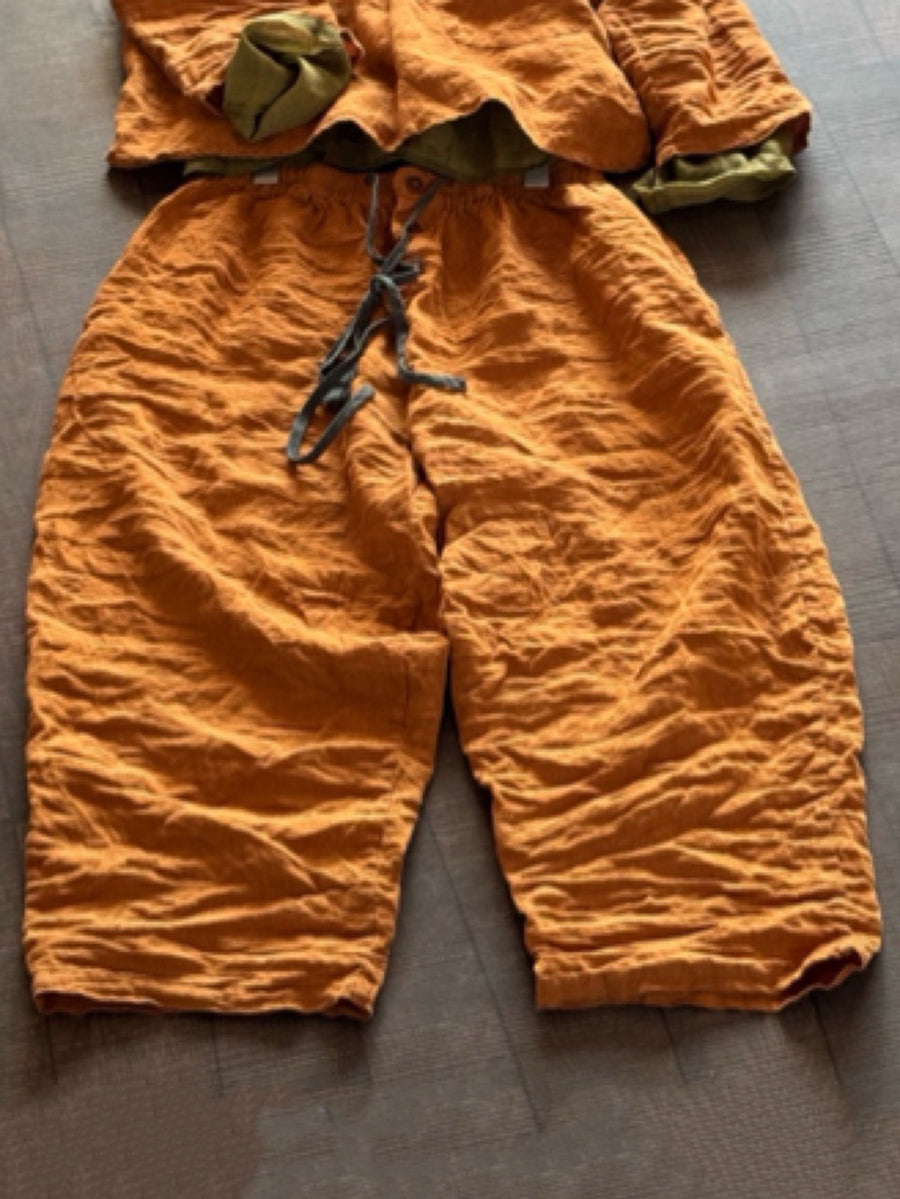 Women Summer Pure Color Loose Linen Wide-leg Pants