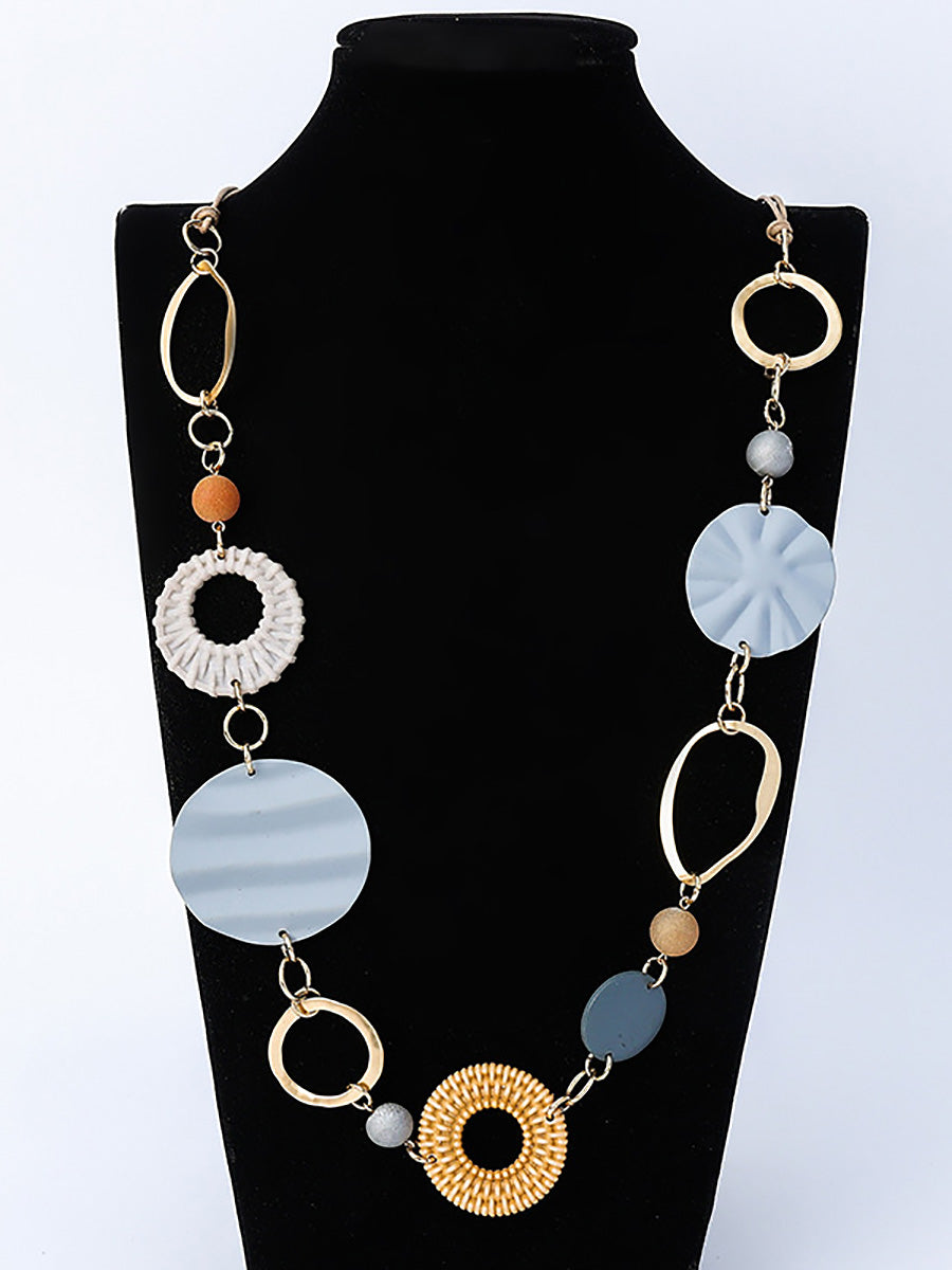 Women Fashion Alloy Resin Rattan Necklace