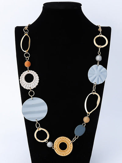 Women Fashion Alloy Resin Rattan Necklace