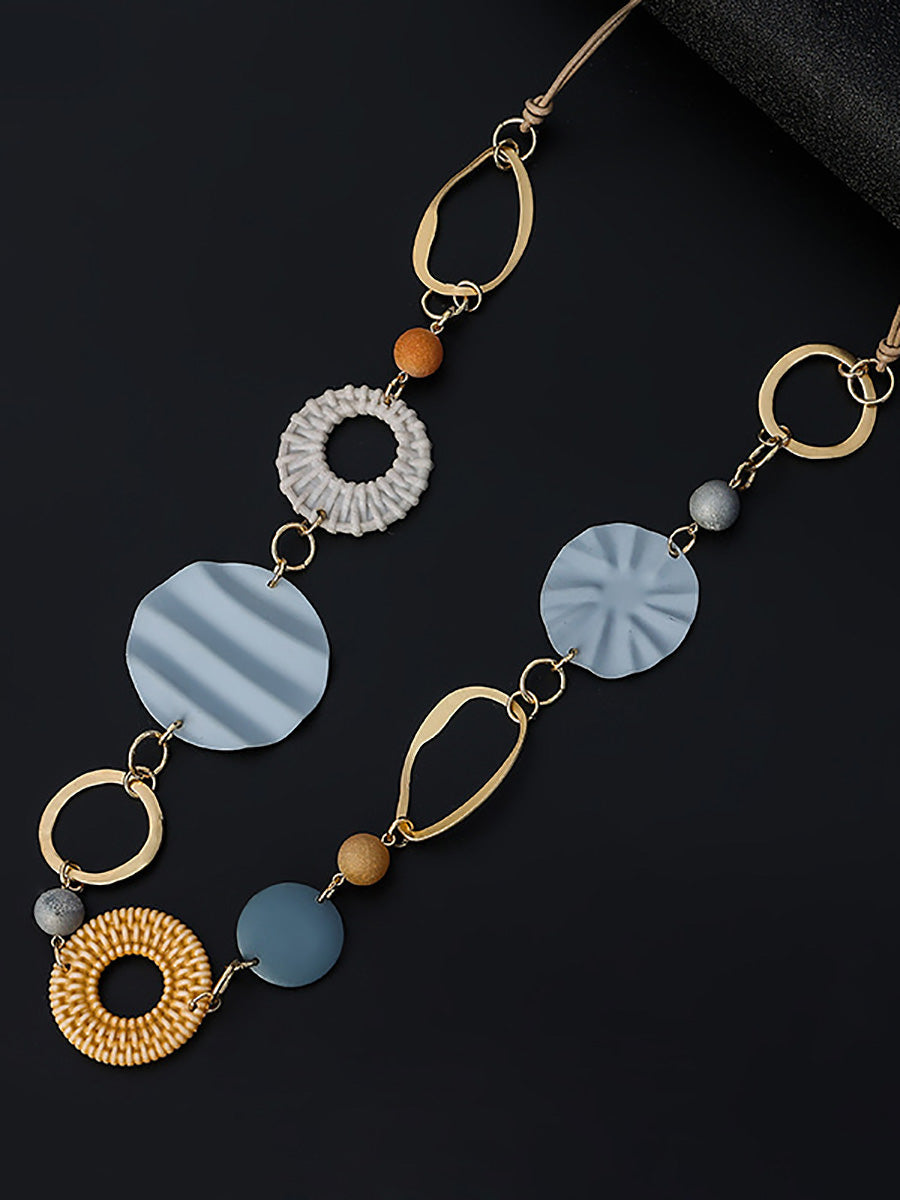 Women Fashion Alloy Resin Rattan Necklace