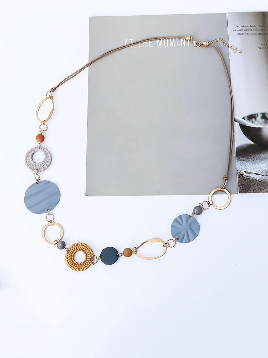 Women Fashion Alloy Resin Rattan Necklace