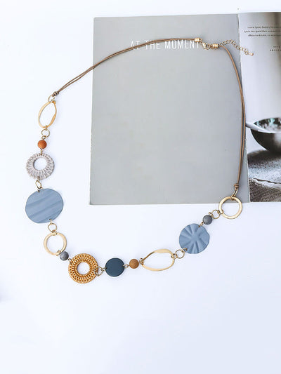 Women Fashion Alloy Resin Rattan Necklace