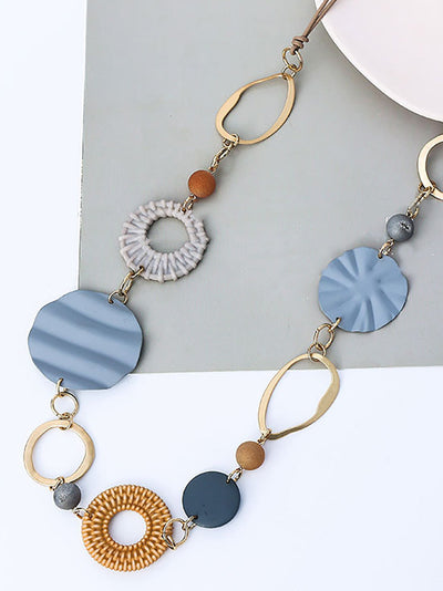 Women Fashion Alloy Resin Rattan Necklace