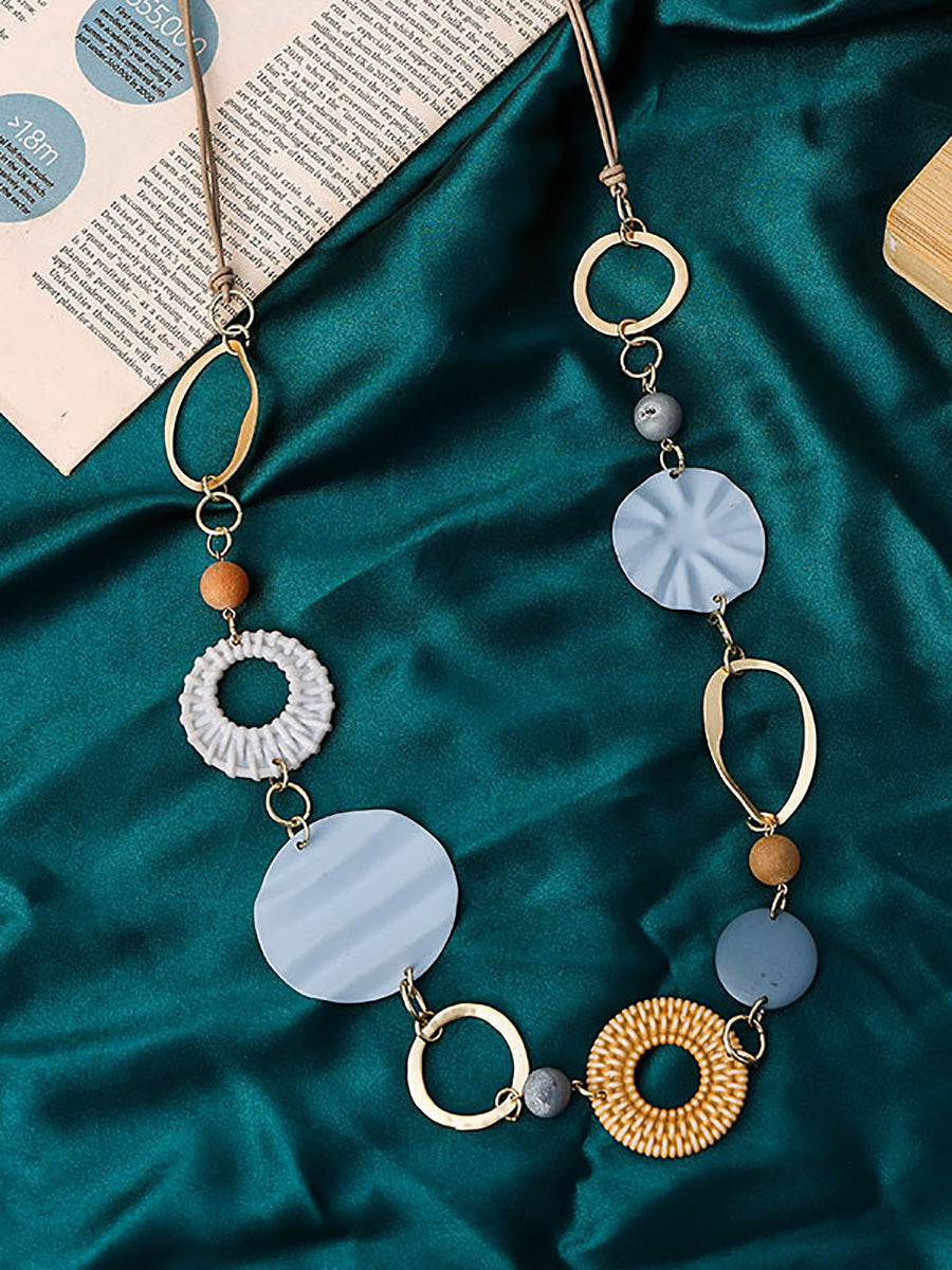 Women Fashion Alloy Resin Rattan Necklace