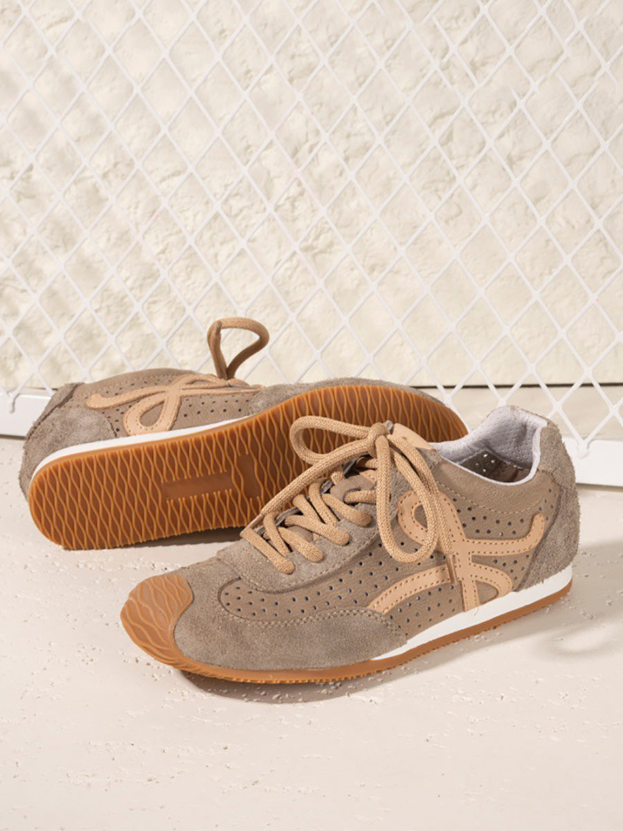 Women Summer Casual Colorblock Leather Flat Shoes