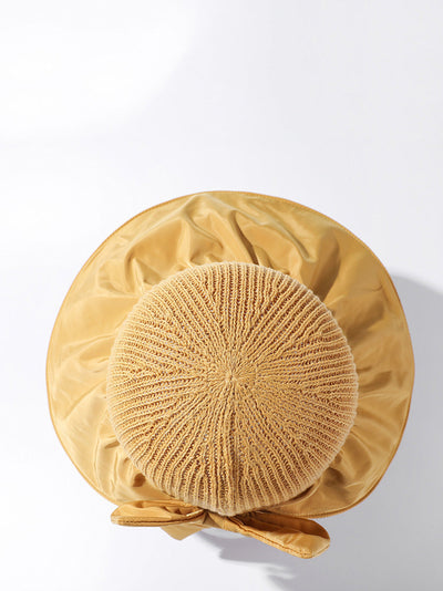 Women Summer Casual Knitted Spliced Bowknot Sunproof Hat