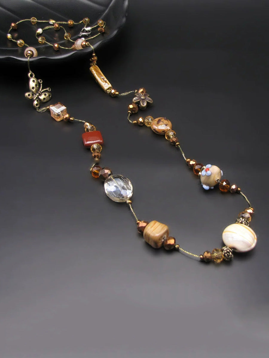 Women Fashion Resin Ceramic Copper Necklace