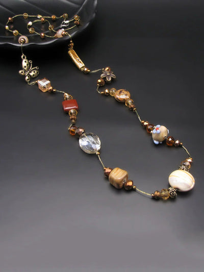 Women Fashion Resin Ceramic Copper Necklace