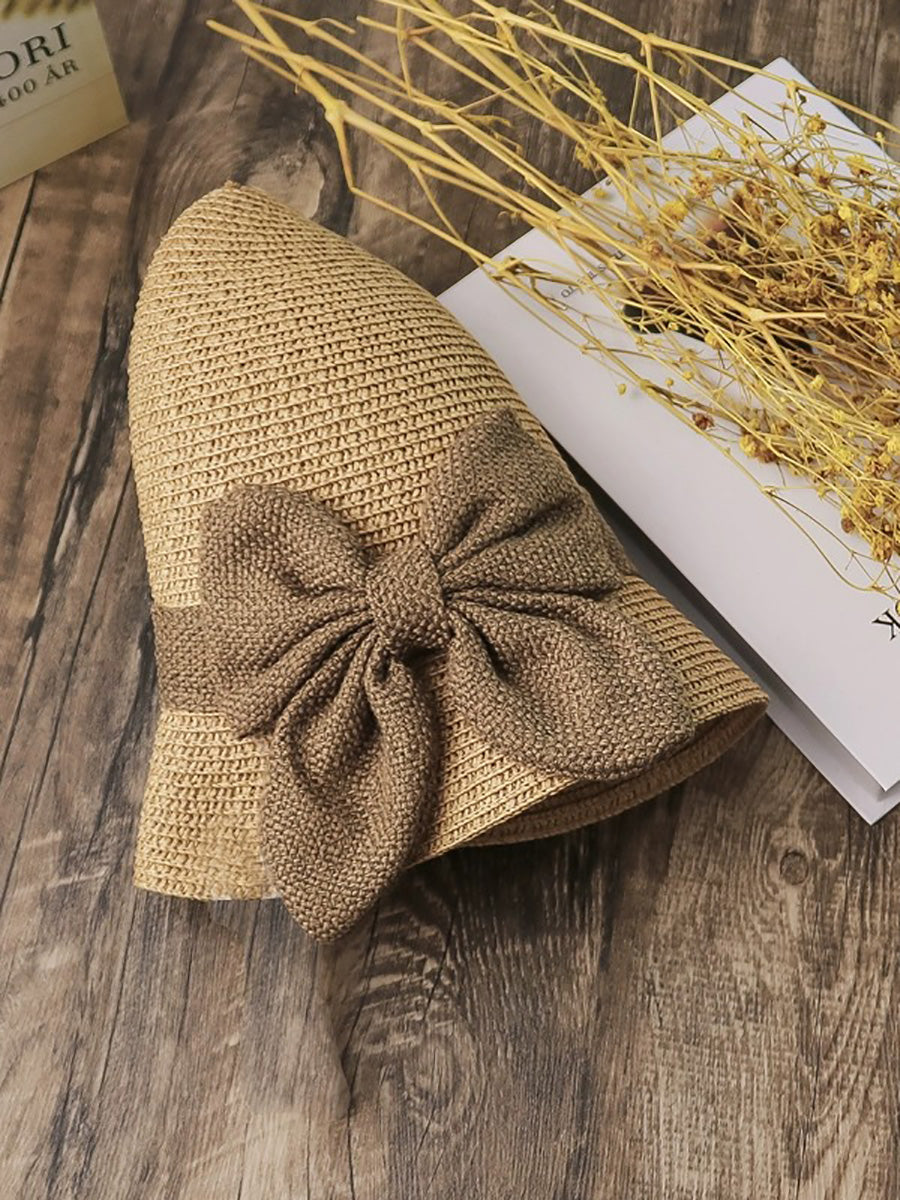 Women Artsy Summer Straw Weave Bowknot Sunproof Hat