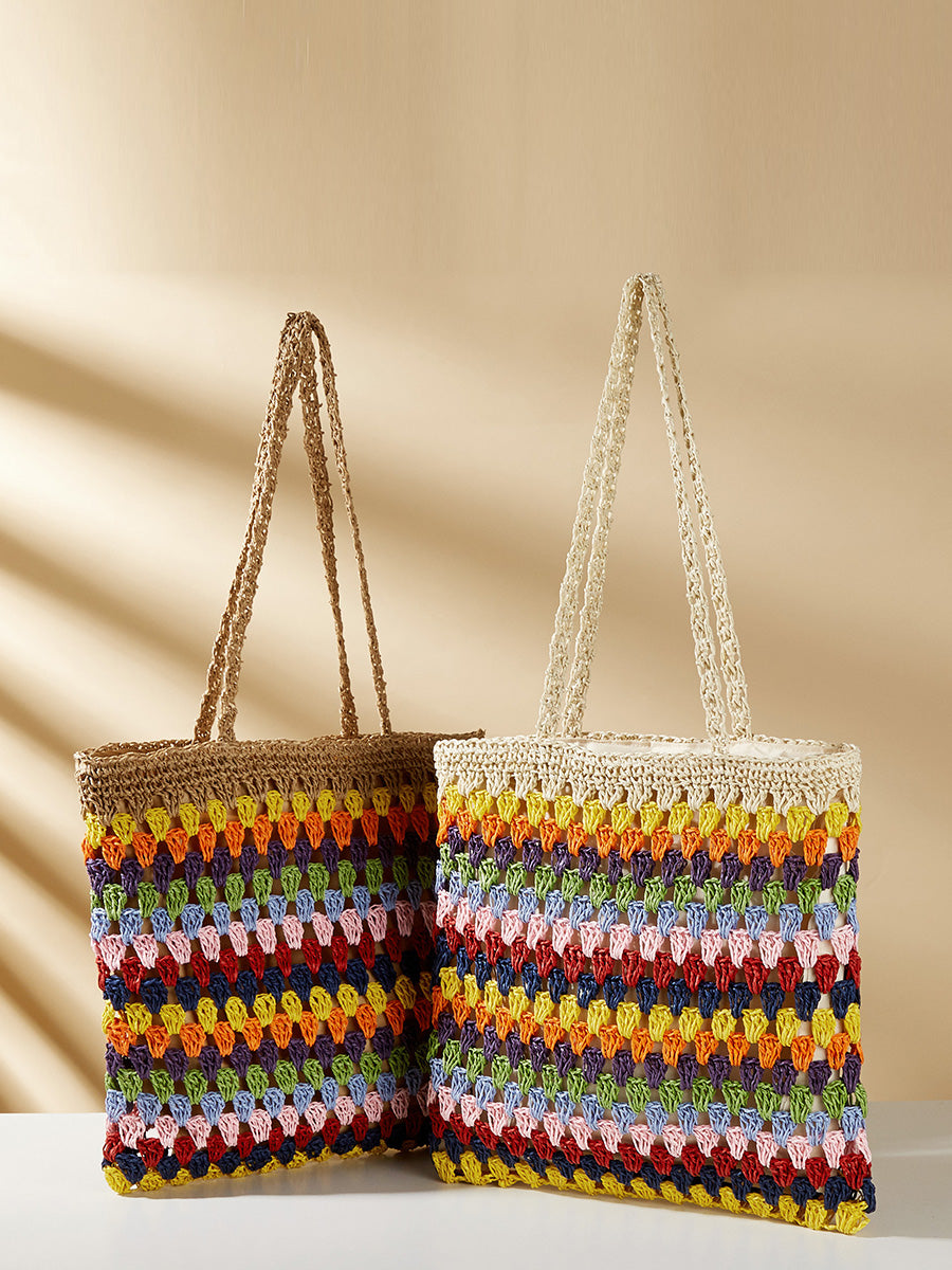 Women Ethnic Colorful Straw Weave Shoulder Bag