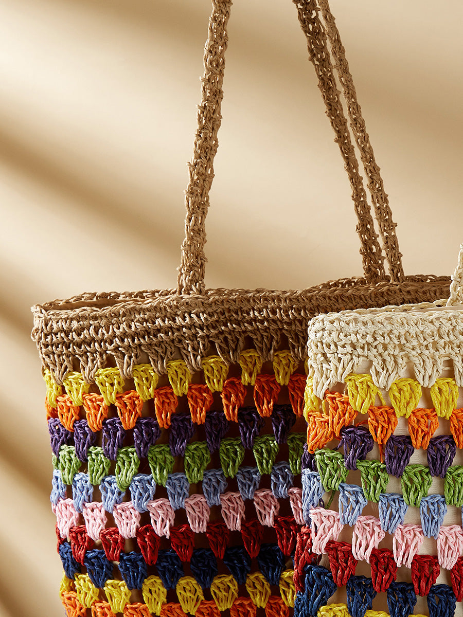 Women Ethnic Colorful Straw Weave Shoulder Bag