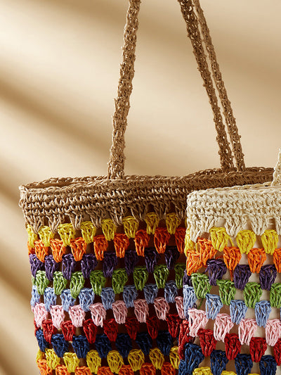 Women Ethnic Colorful Straw Weave Shoulder Bag