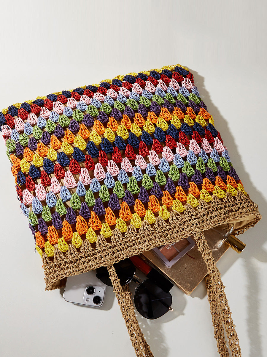 Women Ethnic Colorful Straw Weave Shoulder Bag