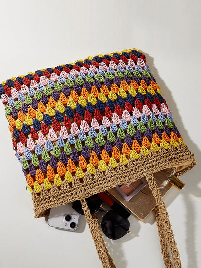 Women Ethnic Colorful Straw Weave Shoulder Bag