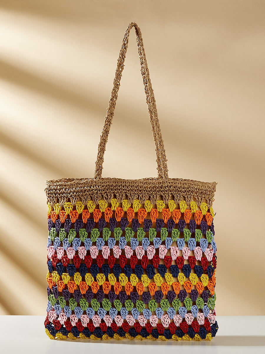 Women Ethnic Colorful Straw Weave Shoulder Bag
