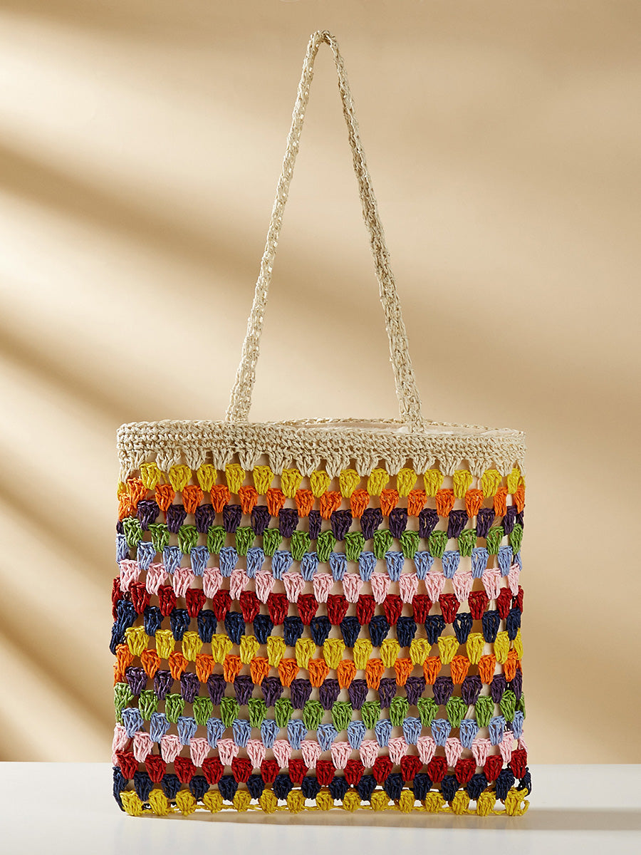 Women Ethnic Colorful Straw Weave Shoulder Bag