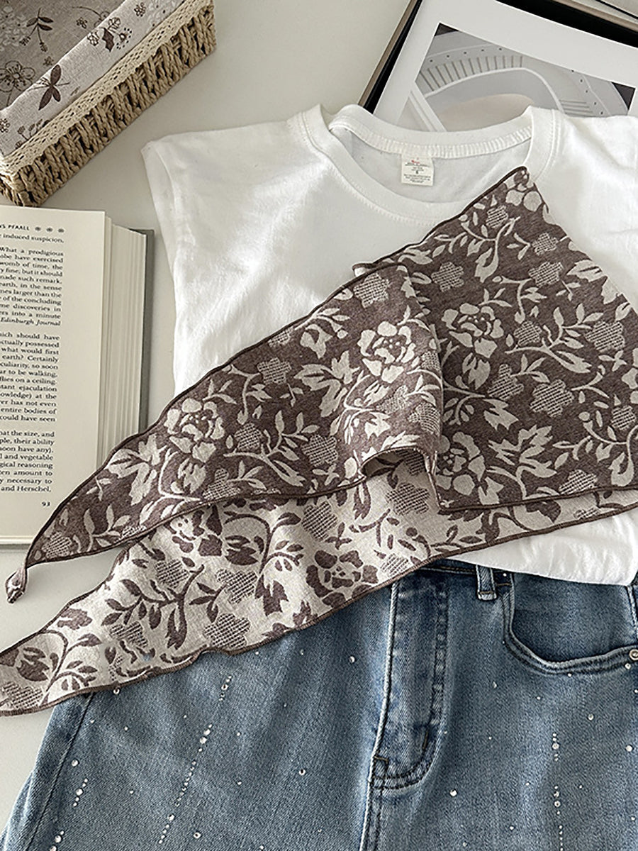 Women Bohemia Flower Triangle Scarf