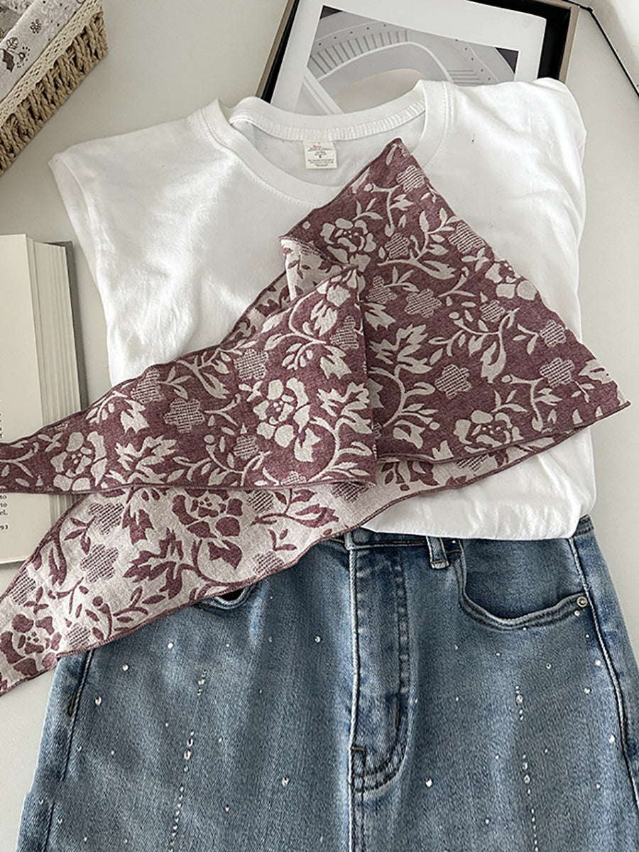 Women Bohemia Flower Triangle Scarf