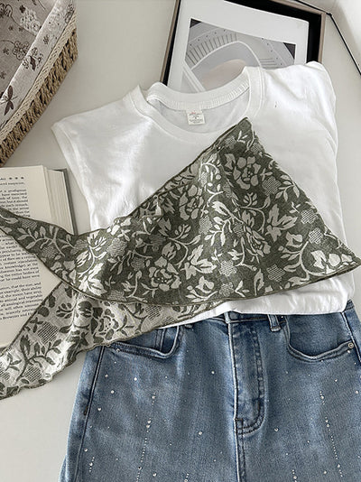 Women Bohemia Flower Triangle Scarf