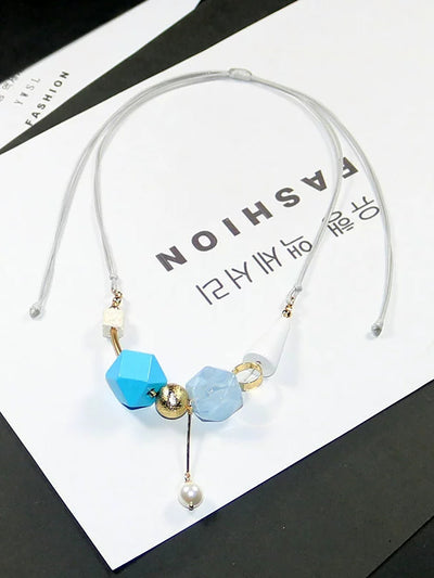 Women Artsy Wood Resin Copper Preal Necklace