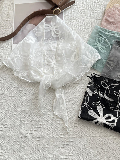 Women Artsy Bowknot Lace Triangle Scarf