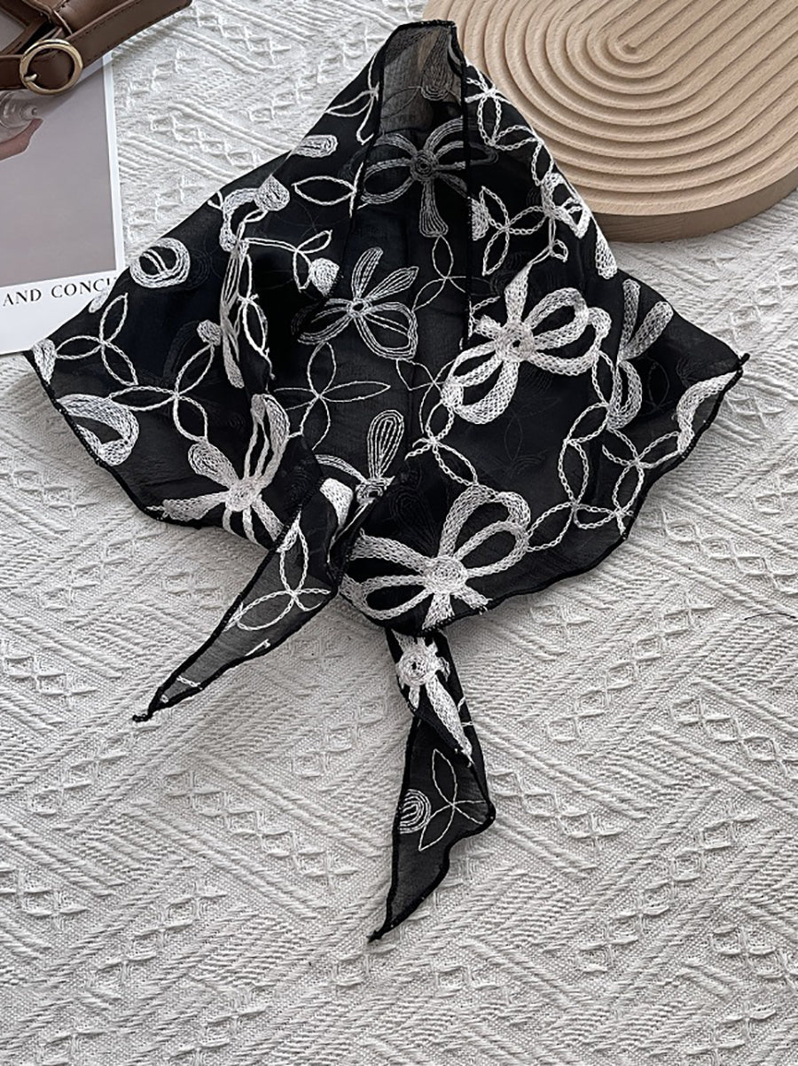 Women Artsy Bowknot Lace Triangle Scarf