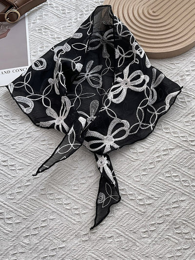 Women Artsy Bowknot Lace Triangle Scarf
