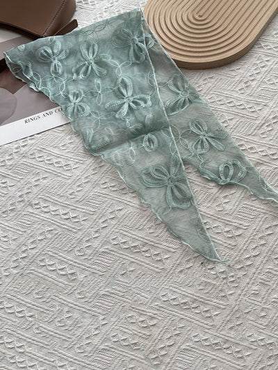 Women Artsy Bowknot Lace Triangle Scarf