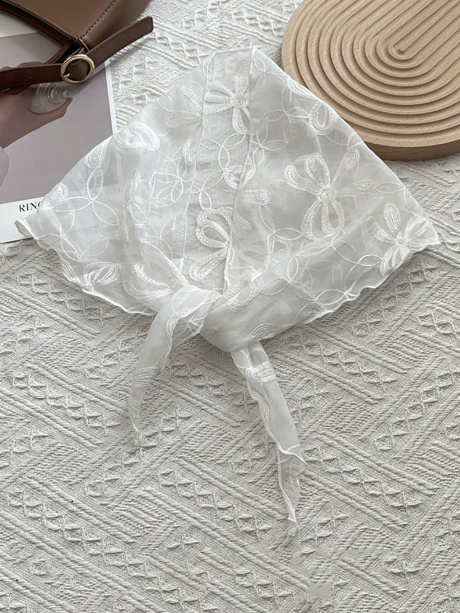 Women Artsy Bowknot Lace Triangle Scarf