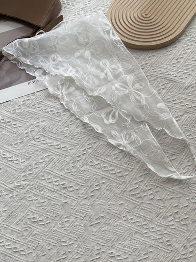 Women Artsy Bowknot Lace Triangle Scarf