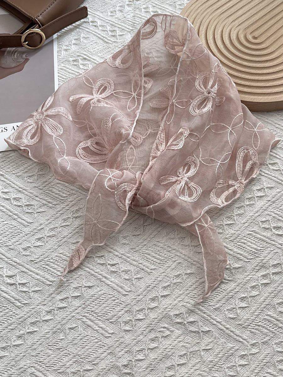 Women Artsy Bowknot Lace Triangle Scarf