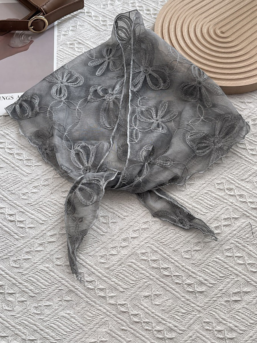 Women Artsy Bowknot Lace Triangle Scarf