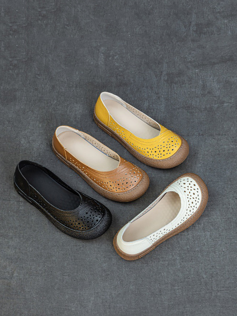 Women Summer Genuine Leather Hollow Out Shoes