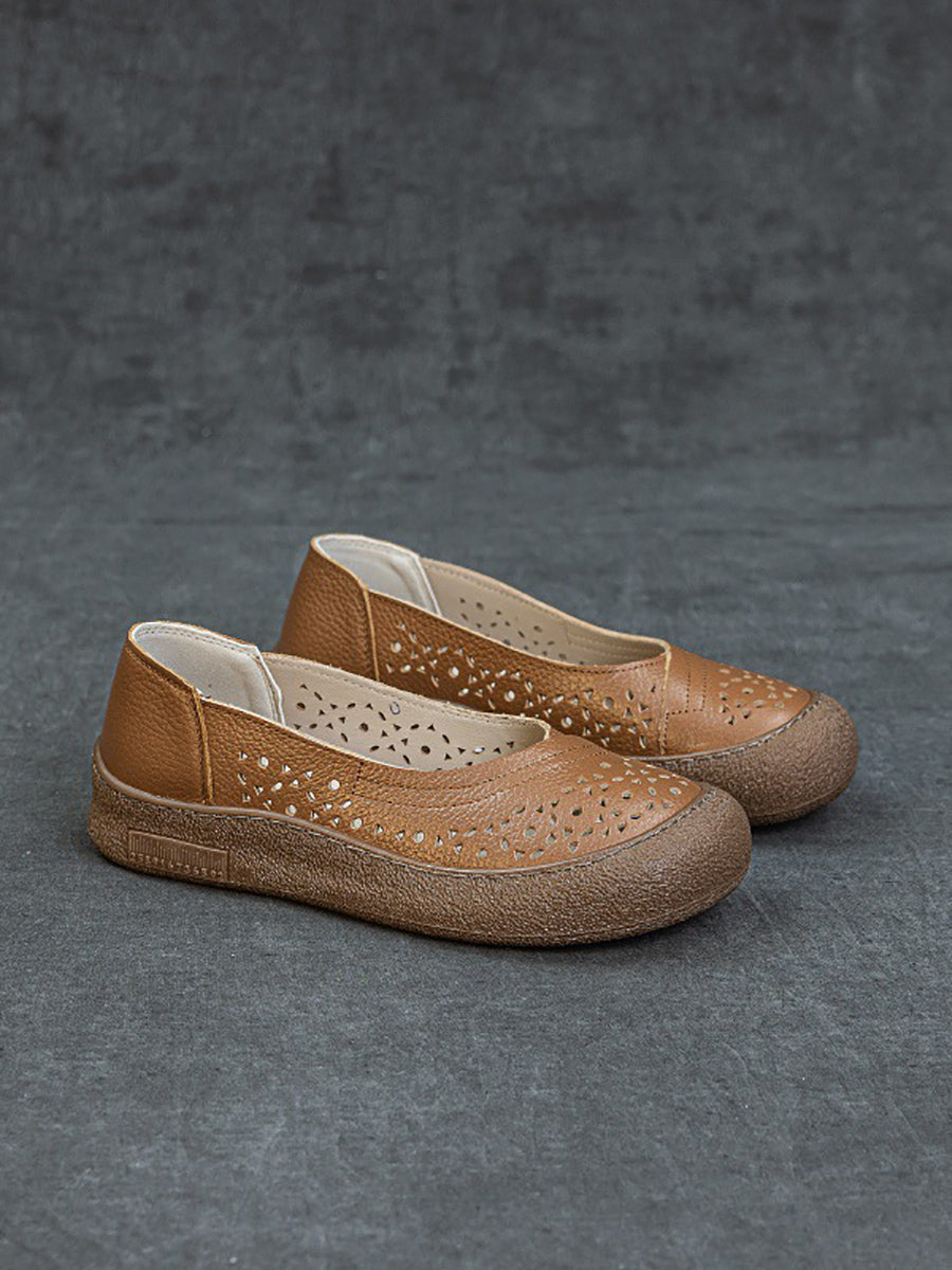 Women Summer Genuine Leather Hollow Out Shoes