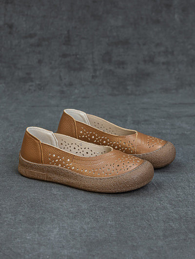 Women Summer Genuine Leather Hollow Out Shoes