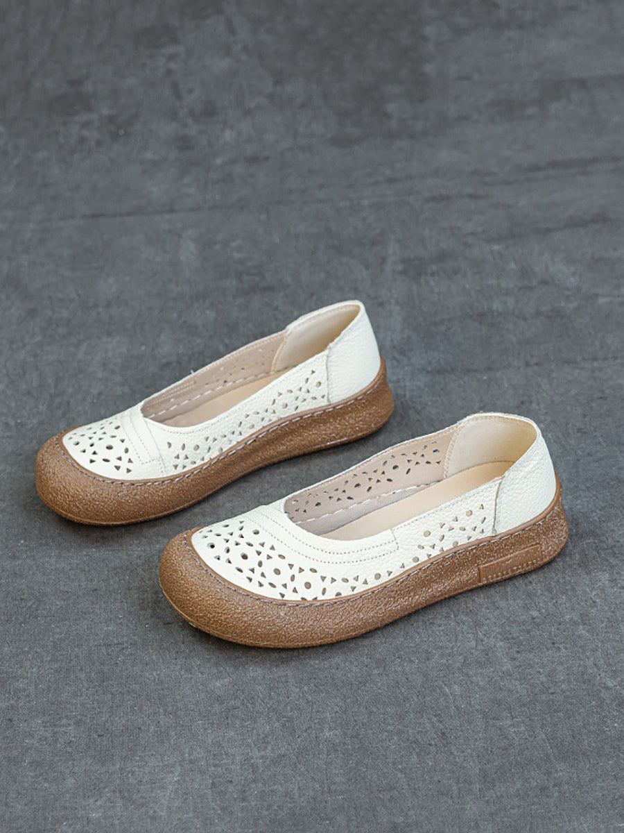 Women Summer Genuine Leather Hollow Out Shoes