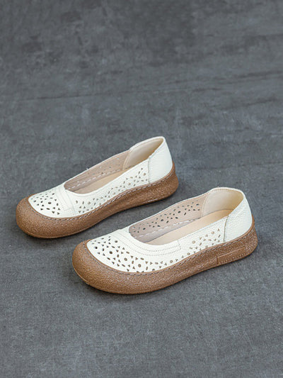 Women Summer Genuine Leather Hollow Out Shoes