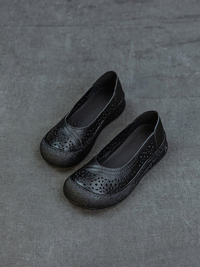 Women Summer Genuine Leather Hollow Out Shoes