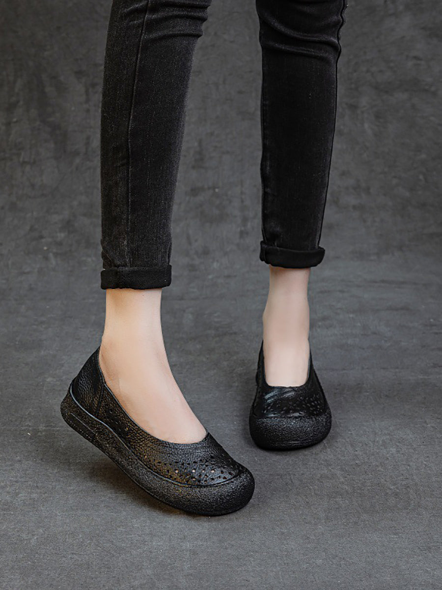 Women Summer Genuine Leather Hollow Out Shoes